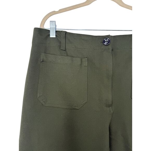 Quince Ultra-Stretch Ponte Cropped Wide-Leg Pants Olive Green Size 16 - Picture 4 of 10